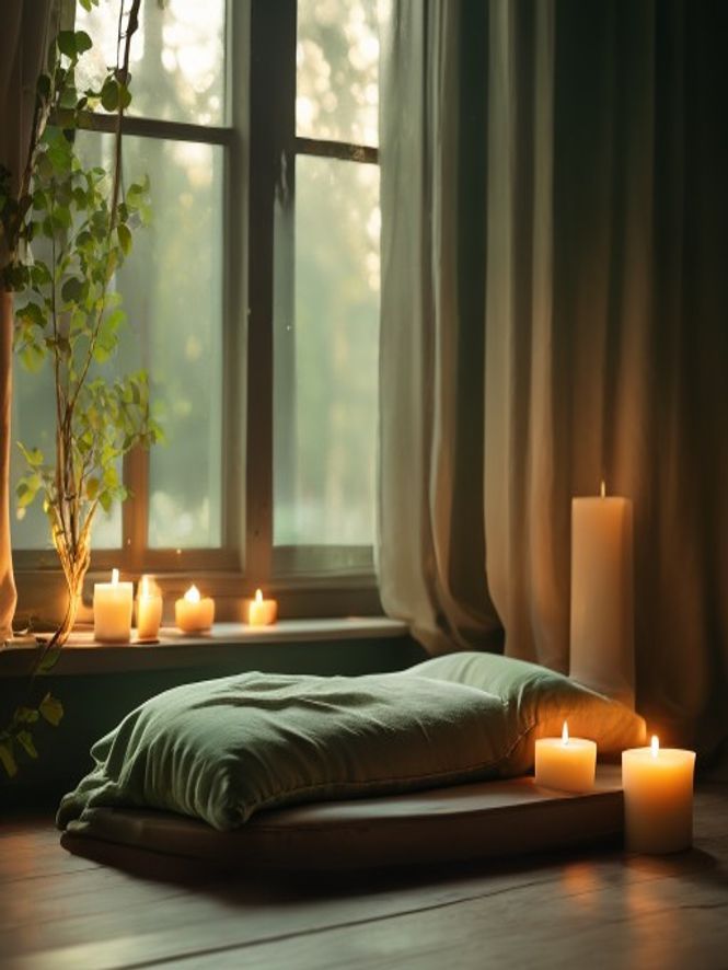 Serene movement space with soft natural light and calm atmosphere