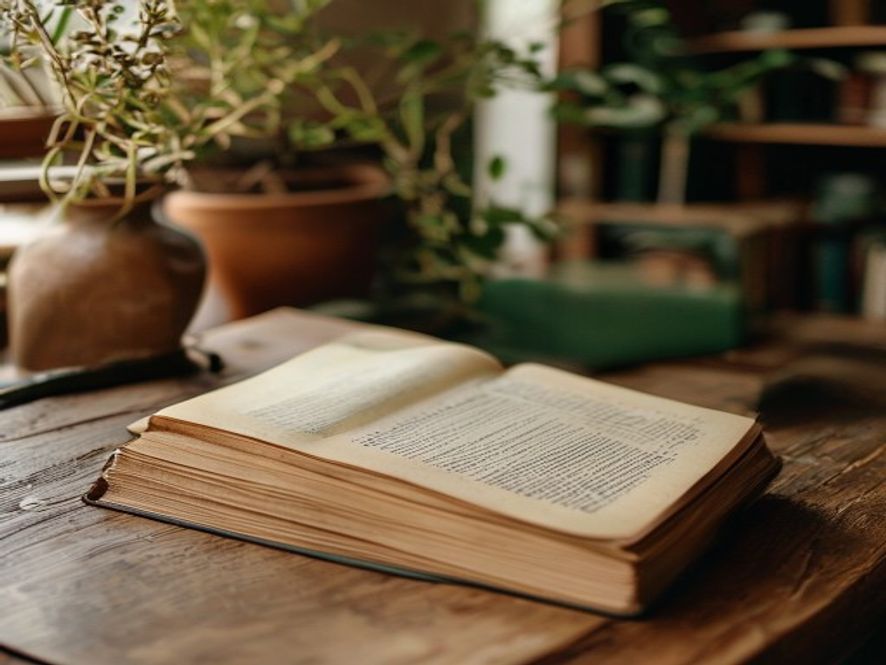 Educational materials, notebooks and wellness guides arranged thoughtfully